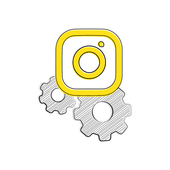 Instagram icon with gears to represent how to automate Instagram messages