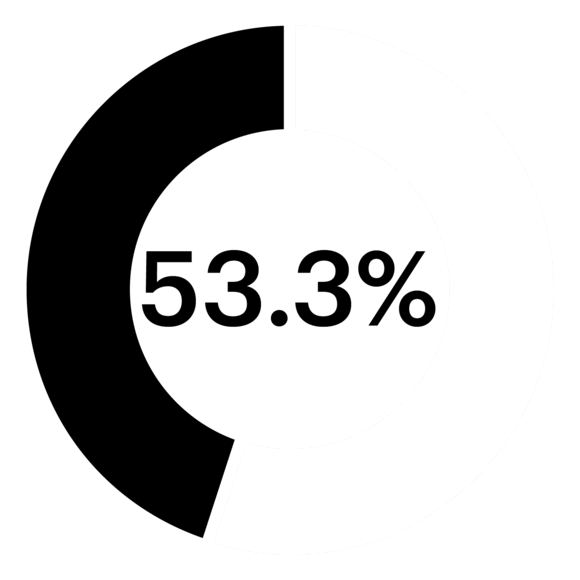 Graphic of 53.3% in a pie chart