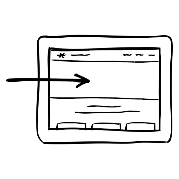 tablet with a rightward arrow