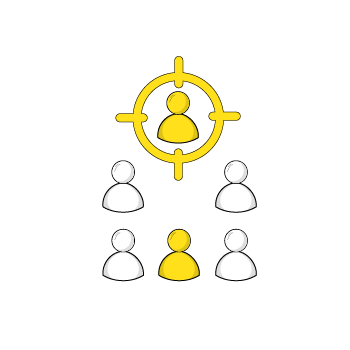 target audience - illustration of several figures with one in a target bullseye