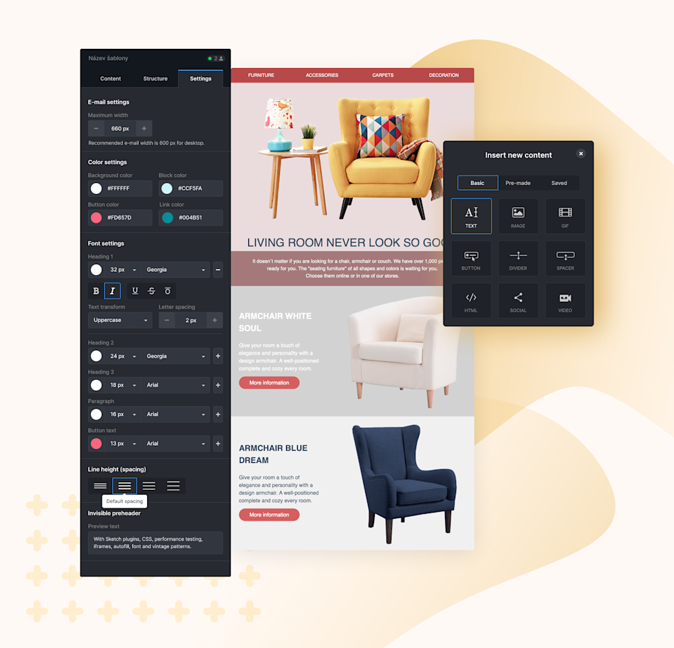 Image of Settings options in the integration. 