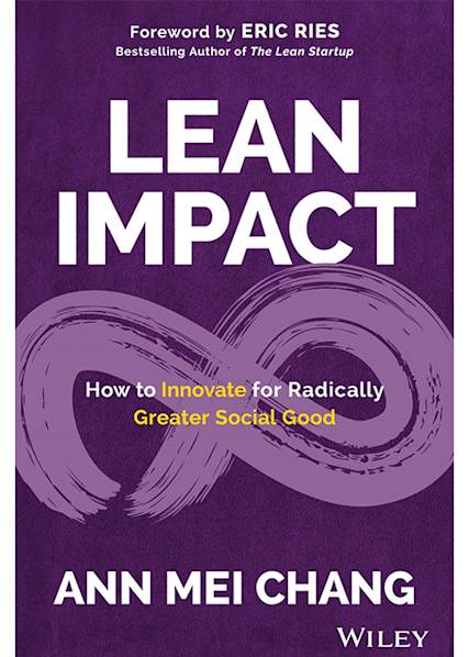 Book cover of "Lean Impact" by Ann Mei Chang on purple background with infinity symbol design and yellow subtitle text