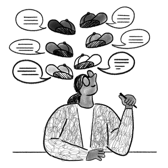 Six thinking hats visualized