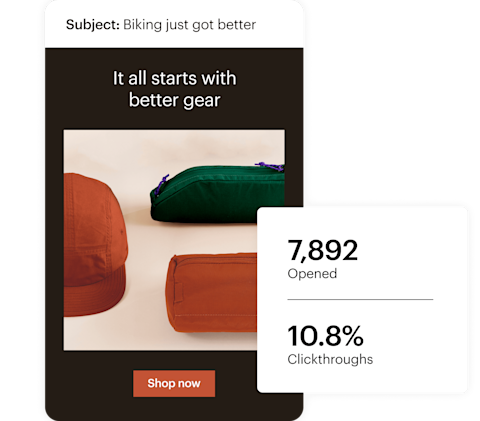 Example of improved open and clickthrough results on campaigns that are optimized with the Customer Journey Builder.