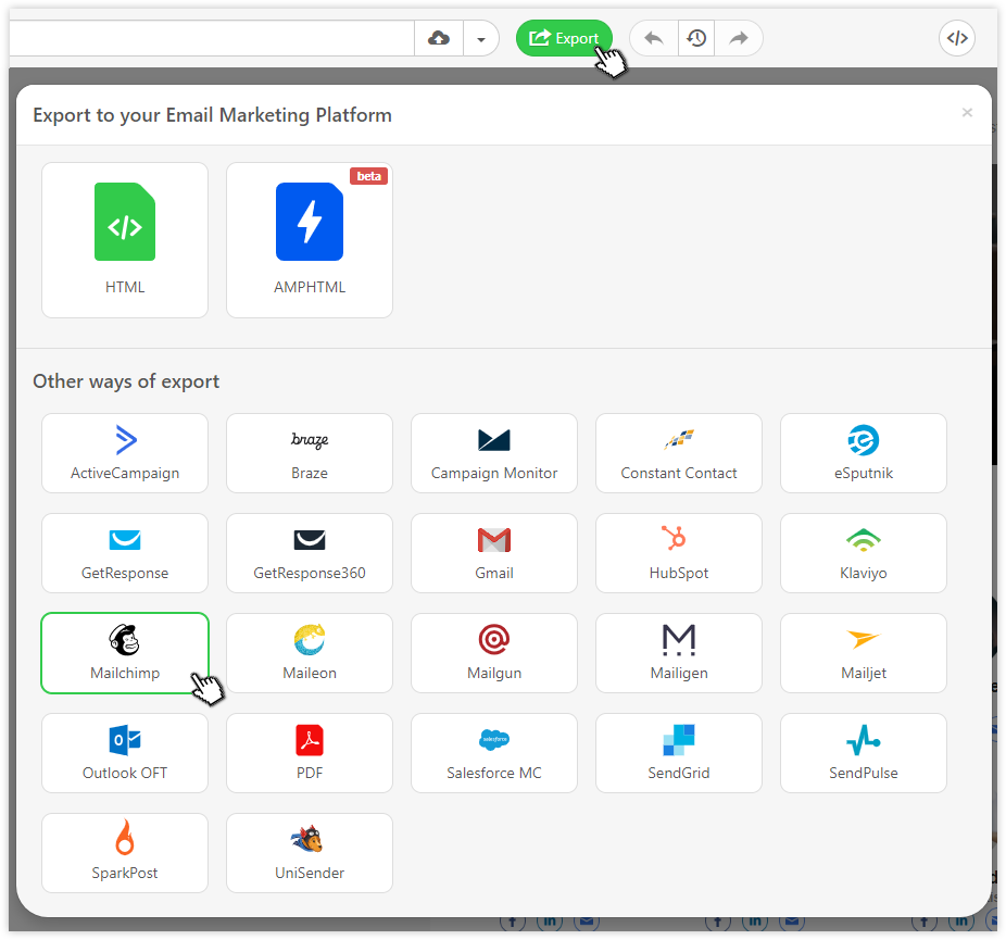 Image of Exporting to Mailchimp