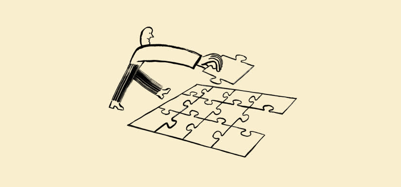 Illustration of person finishing a puzzle.