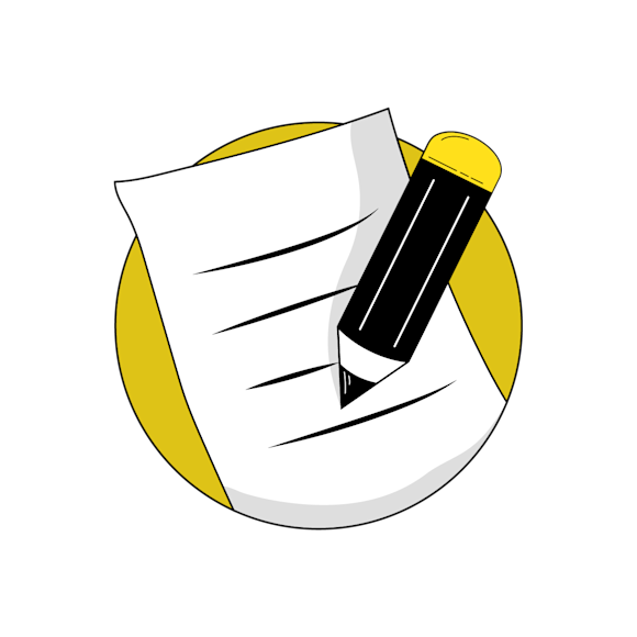 niche blog - A stylized pencil icon in black with a yellow circular background
