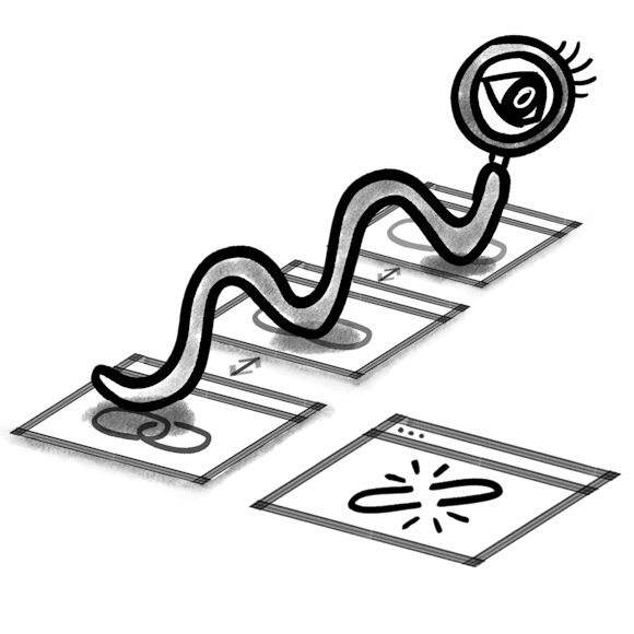 visualization of search engine crawling a site through links