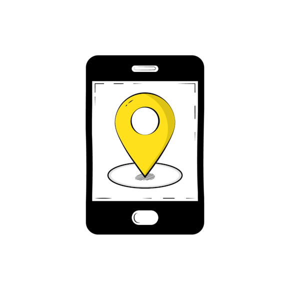 A pin location on a phone screen