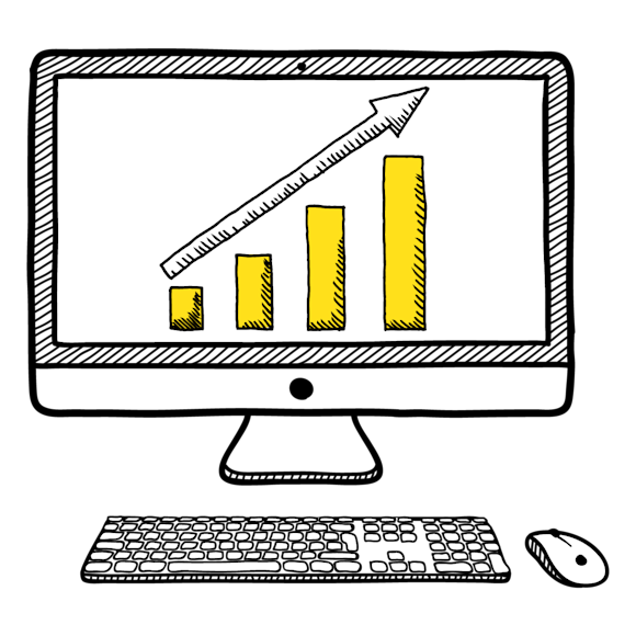 positive graph on computer screen