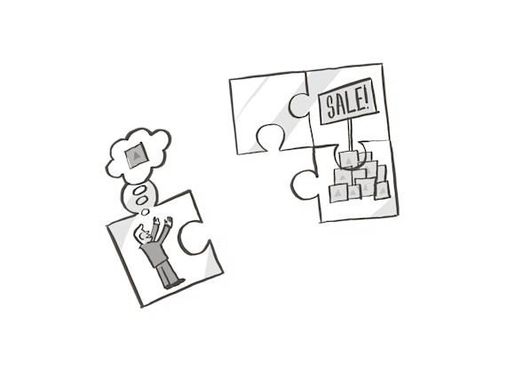 Puzzle with customer and a sale