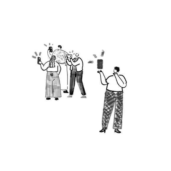 People on their phones