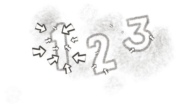 Numbers 1,2,3 with arrows pointing to number 1