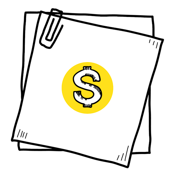 Graphic of a piece of paper with a dollar sign on it