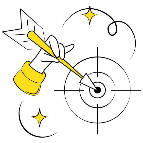 hand grasping an arrow in a target