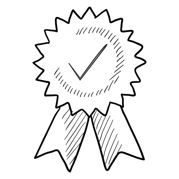 ribbon with checkmark 