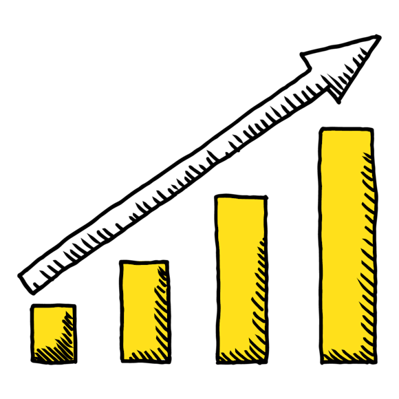 Graph and arrow pointing up