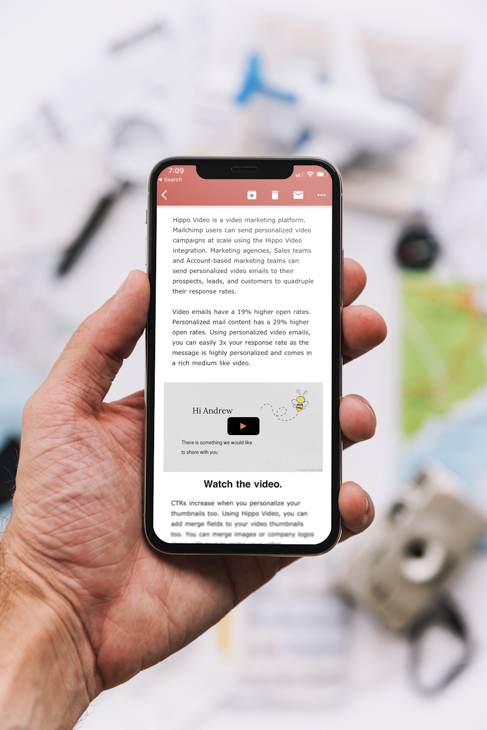 Image of phone showing Hippo Video interface