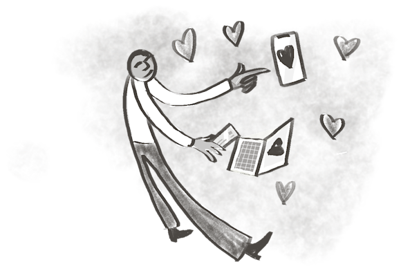 Person showing interest in brands online