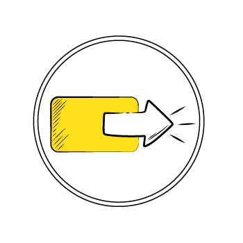 types of marketing messages - Simple line drawing of three circular icons showing a yellow progress bar 