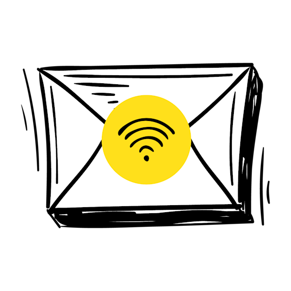 Email letter with WiFi/network symbol