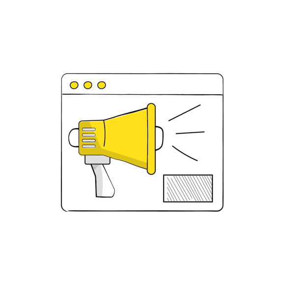 megaphone on an internet browser