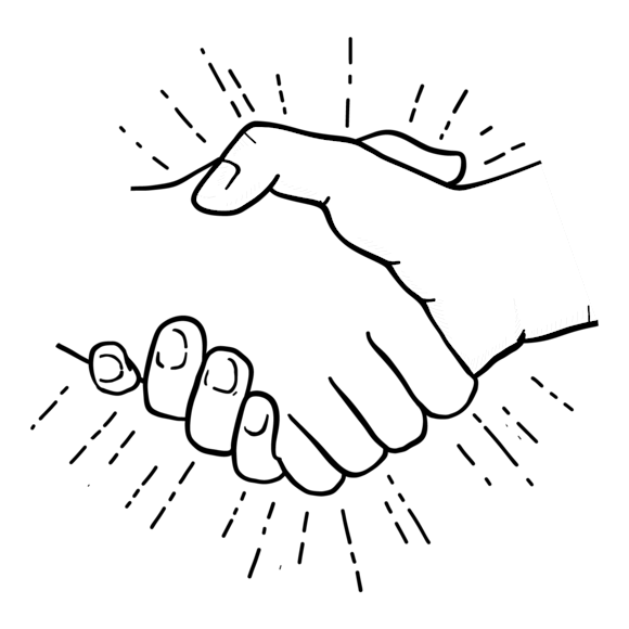 Hands shaking graphic