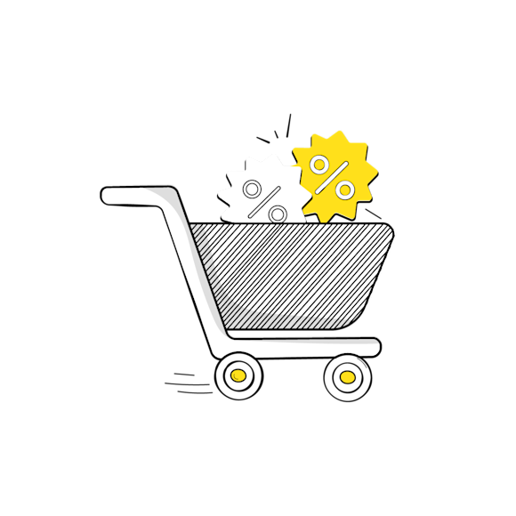 shopping cart with digital coupons 