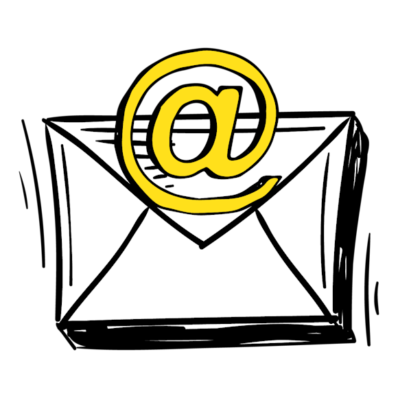 Envelope with an @ symbol