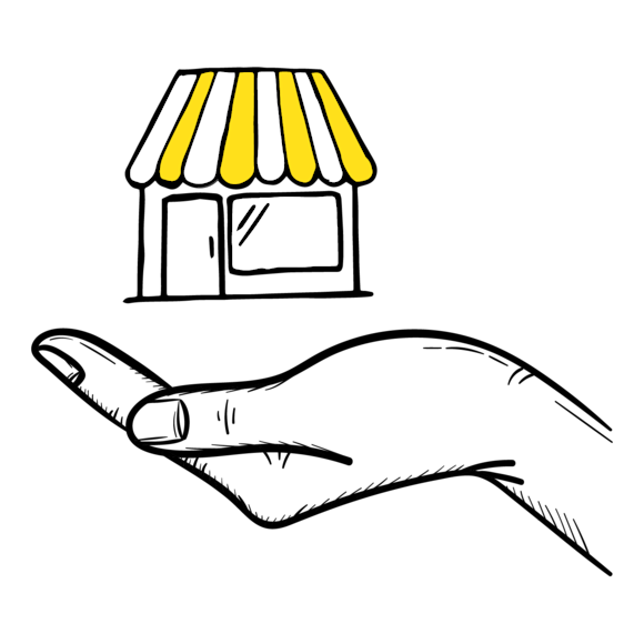 hand holding a graphic of a business