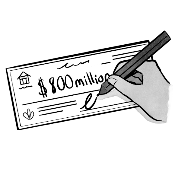 writing a check for $800 million