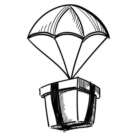 Package in parachute