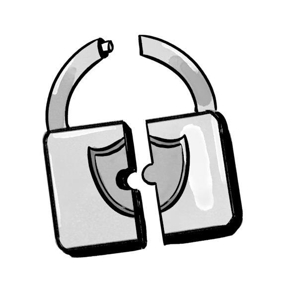 Padlock split in half