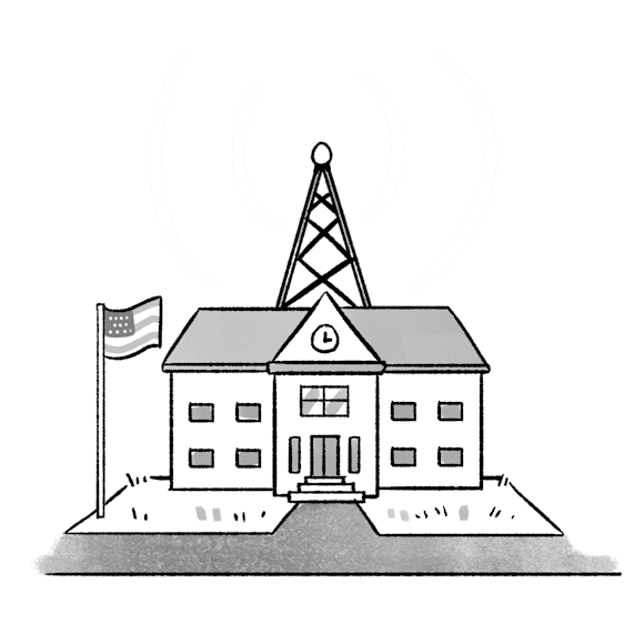 School and telephone tower