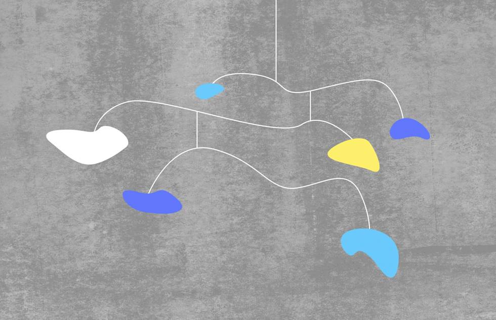 A mobile with different shapes