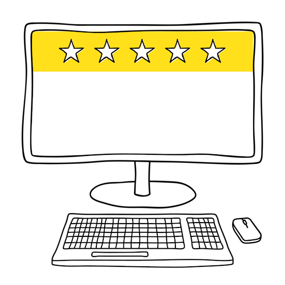 A computer monitor with a 5 star rating