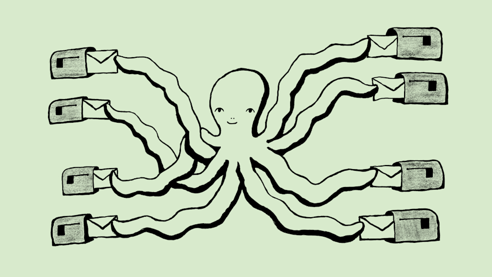 Octopus delivering mail.