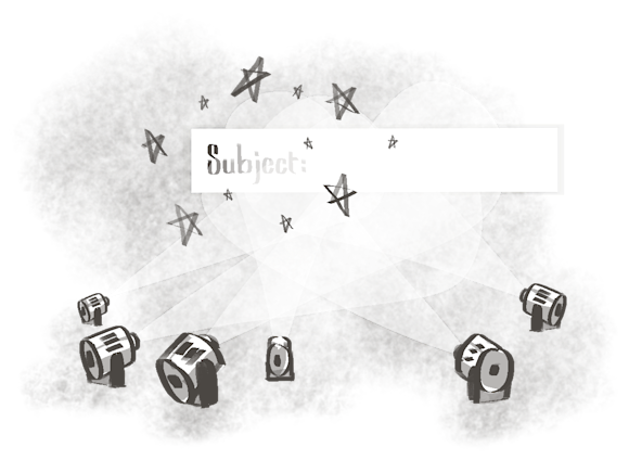 Spotlights pointing to the subject line