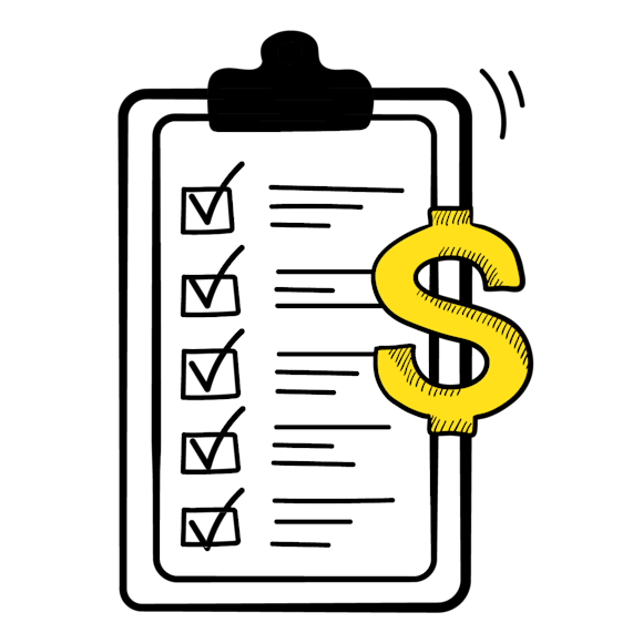 Checklist with money symbol