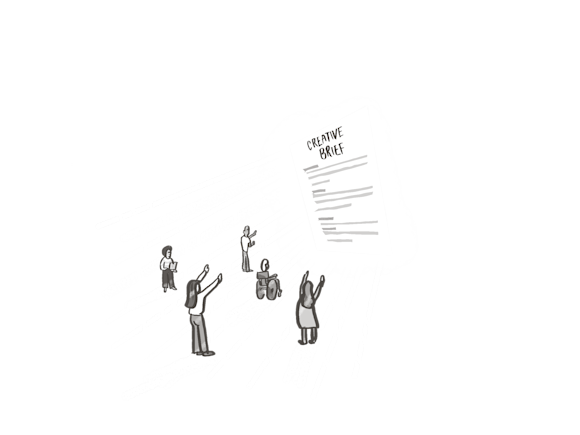 People in front of a creative brief