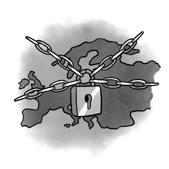  Padlock and chain surrounding the EU