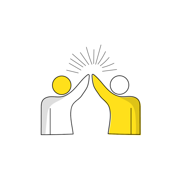 two people high-fiving