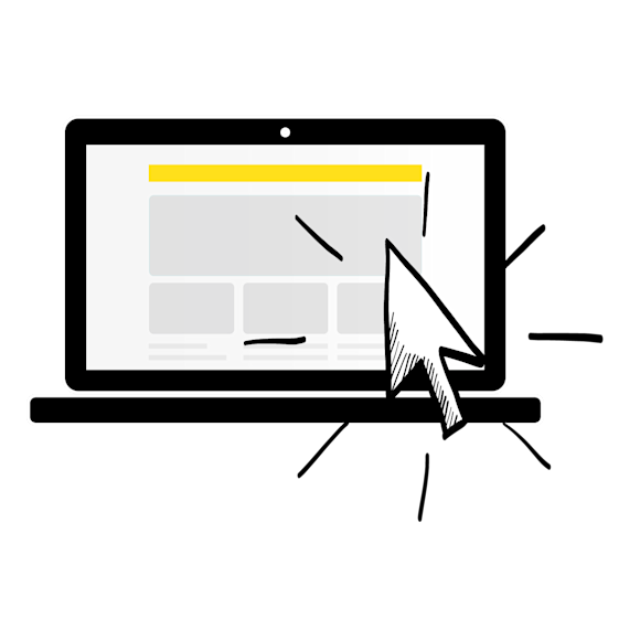 laptop screen with different ad displays