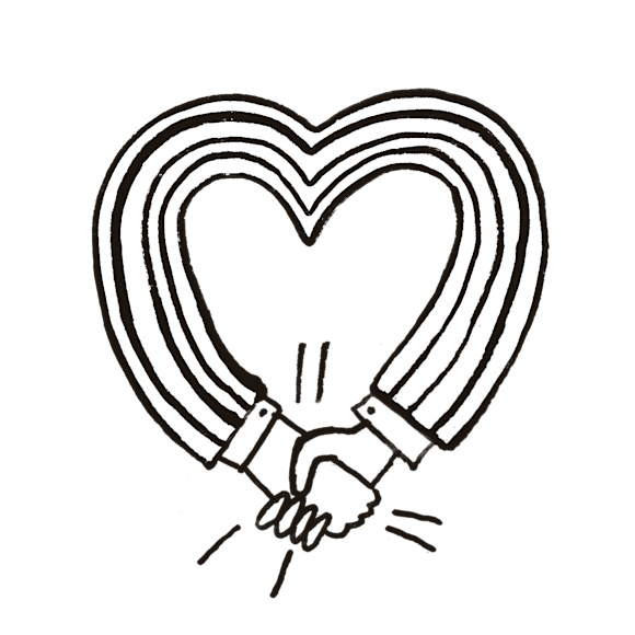 Arms forming a heart, holding hands