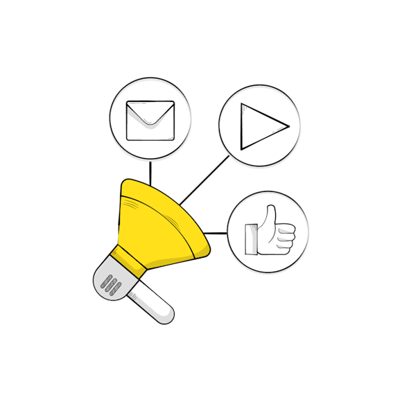 Megaphone with different types of content