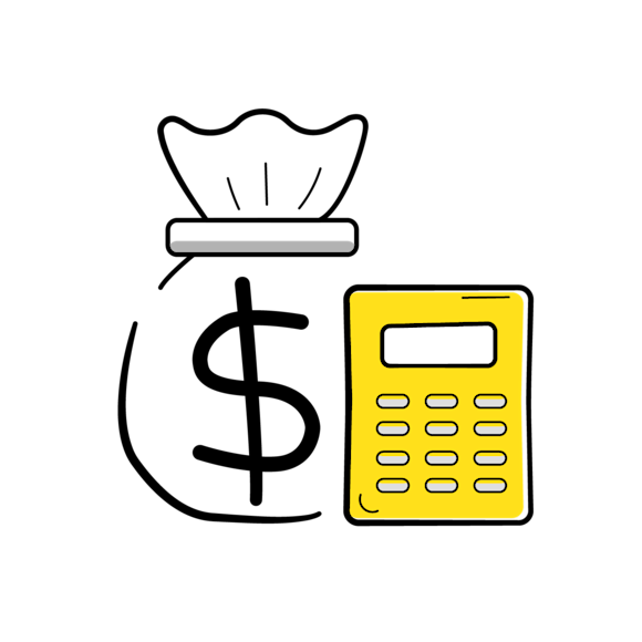 bag of money an calculator
