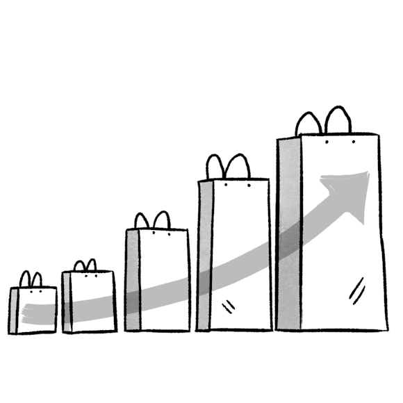 Bar graph with shopping bags