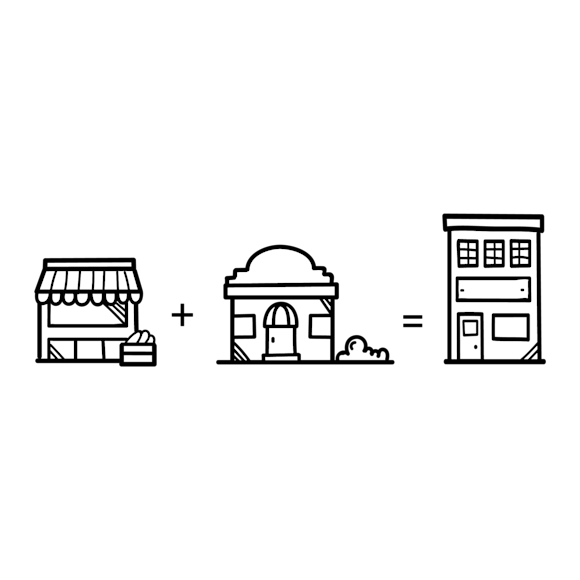 One business acquiring another business to create a new, larger entity