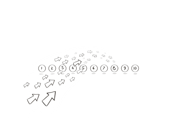 Arrows selecting numbers in a survey