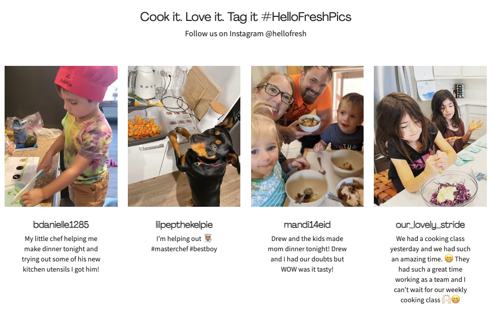 HelloFresh user-generated content 